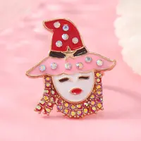 Unique Witch Alloy Rhinestone Cuff Rings