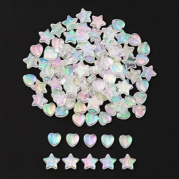 100Pcs 2 Style Eco-Friendly Transparent Acrylic Beads