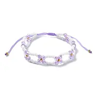 Woven Glass Flower Adjustable Braided Bead Bracelets for Women