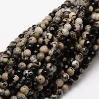 Faceted Natural Agate Round Beads Strands