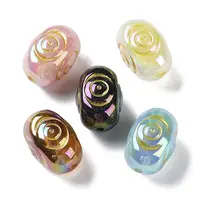 Golden Metal Enlaced Opaque Acrylic Beads