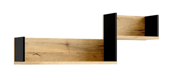 Nástenná polica shelby - dub bartex/čierna