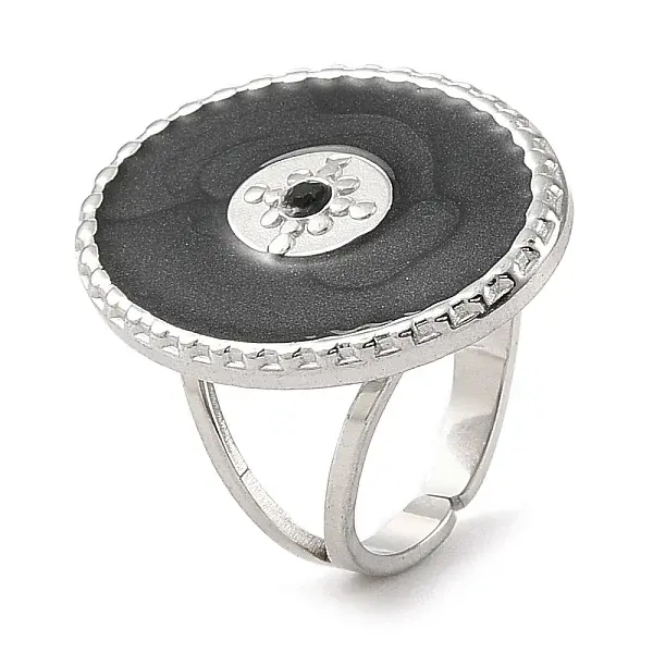 304 Stainless Steel Enamel Open Cuff Rings for Women