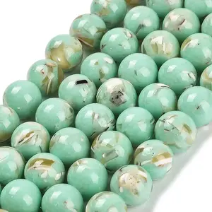 Assembled Synthetic Stone and Trochus Shell Beads Strands