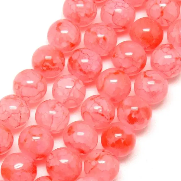 Baking Paint Crackle Glass Bead Strands
