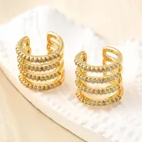 Brass Micro Pave Clear Cubic Zirconia Cuff Earrings