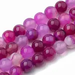 Dyed Natural Striped Agate/Banded Agate Round Bead Strands