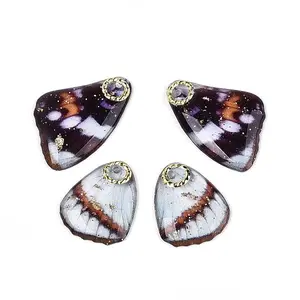 Transparent Epoxy Resin Butterfly Wing Pendants