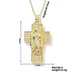 European and American Brass Pave Cubic Zirconis Virgin Mary Cross Pendant Necklaces
