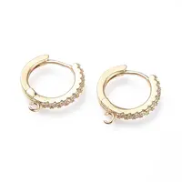 Brass Micro Pave Cubic Zirconia Huggie Hoop Earring Findings