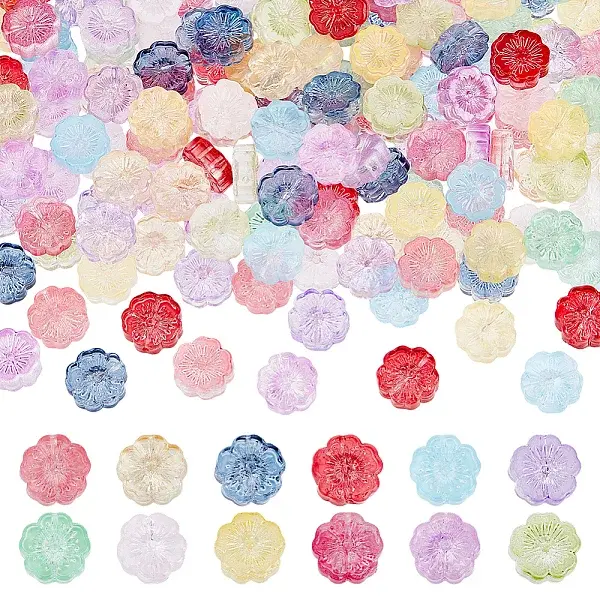 180Pcs 12 Colors  Transparent Glass Beads