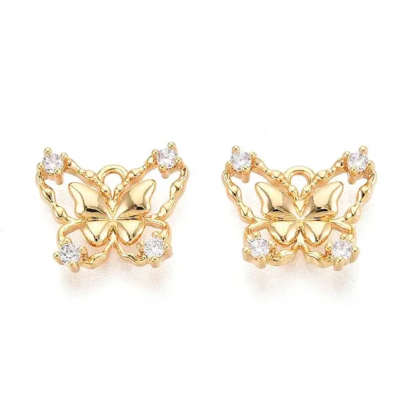 Brass Micro Pave Cubic Zirconia Charms