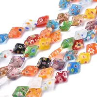 Rhombus Handmade Millefiori Glass Beads