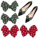 4Pcs 2 Colors Retro Polka Dot Pattern Polyester Bowknot Shoe Decorations