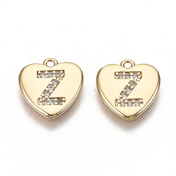 Brass Micro Pave Clear Cubic Zirconia Charms