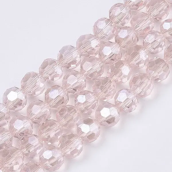 Faceted(32 Facets) Electroplate Glass Bead Strands