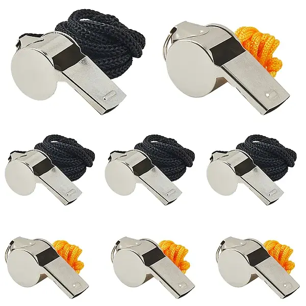 12Pcs 2 Styles Alloy with Stainless Steel Whistle with Rope