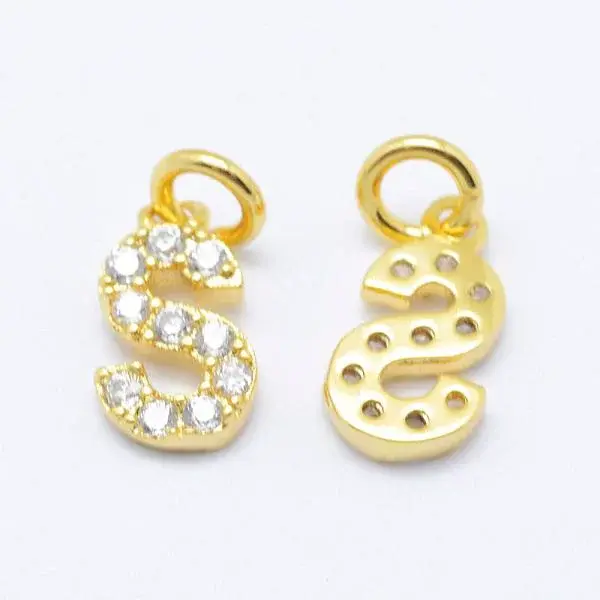 Brass Micro Pave Grade AAA Cubic Zirconia Charms