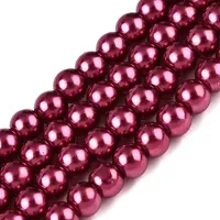 Baking Painted Pearlized Glass Pearl Round Bead Strands