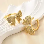 Brass Micro Pave Clear Cubic Zirconia Cuff Earrings