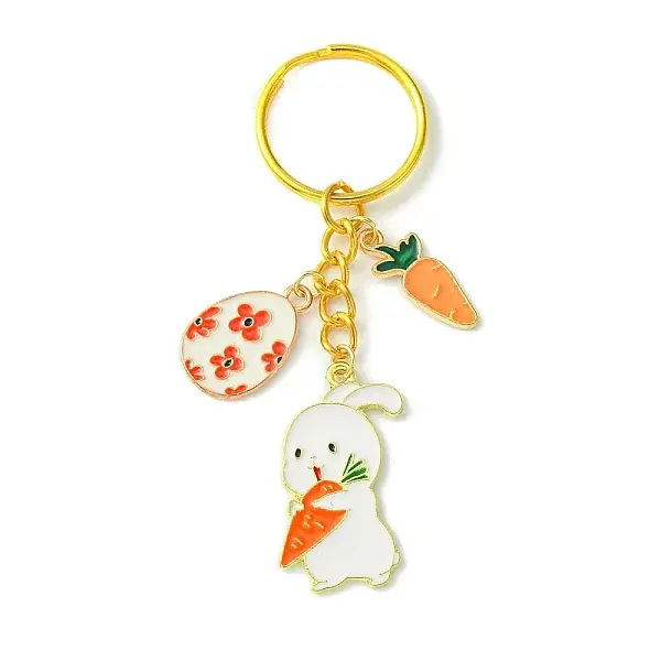 Easter Egg & Rabbit & Carrot Alloy Enamel Pendant Keychain