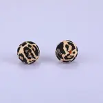 Printed Round with Leopard Print Pattern Silicone Focal Beads