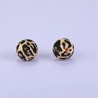 Printed Round with Leopard Print Pattern Silicone Focal Beads