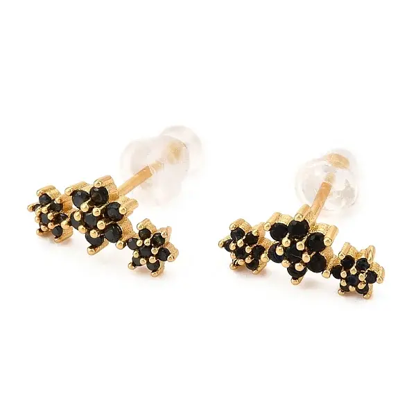 Brass Micro Pave Cubic Zirconia Stud Earrings