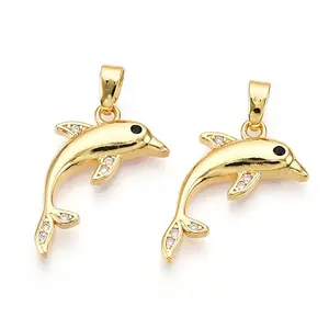Brass Micro Pave Cubic Zirconia Pendants