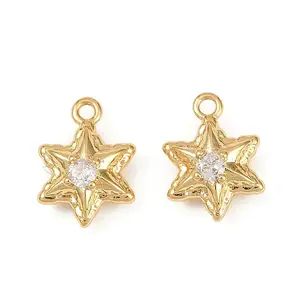 Ocean Theme Brass Micro Pave Cubic Zirconia Charms