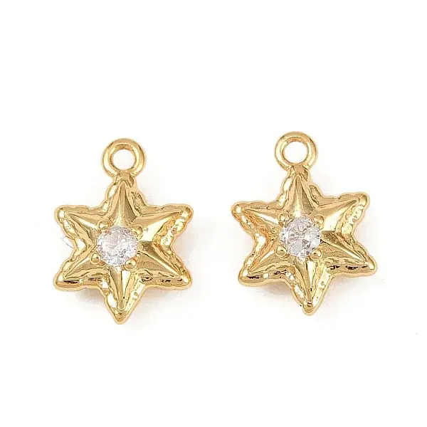 Ocean Theme Brass Micro Pave Cubic Zirconia Charms