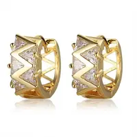 Brass Micro Pave Cubic Zirconia Hoop Earrings