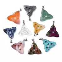Triangle Knot Natural & Synthetic Mixed Stone Pendants with Brass Clasps
