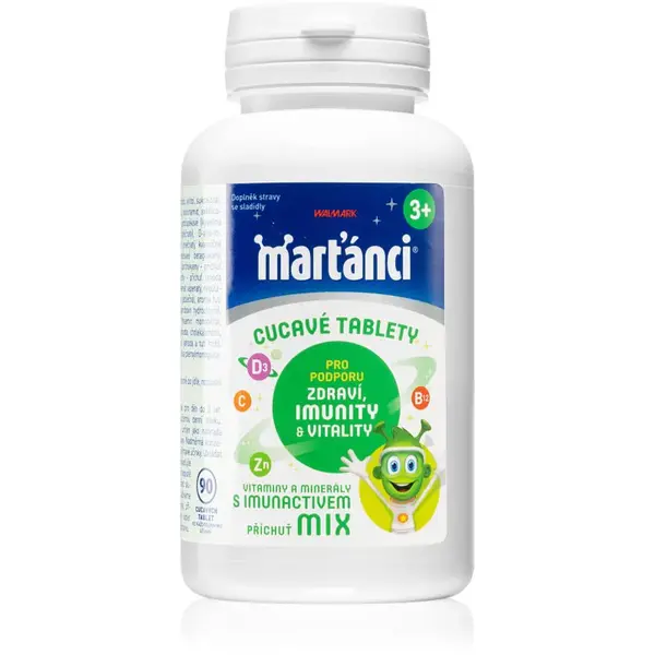 MARŤÁNCI s Imunactivem cucavé tablety pro podporu imunitního systému příchuť Strawberry, Tutti Frutti, Orange 90 tbl
