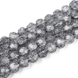 Transparent Crackle Glass Beads Strands