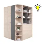 Velká šatní skříň gama s osvětlením - dub/antracit