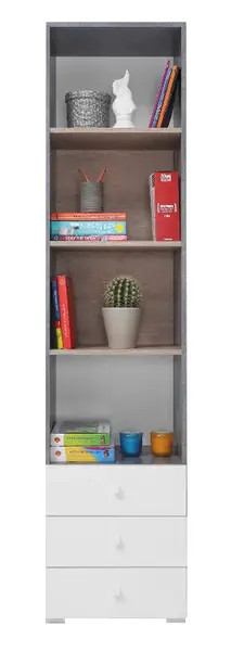 Úzký regál omega ii - bílá/dub/beton