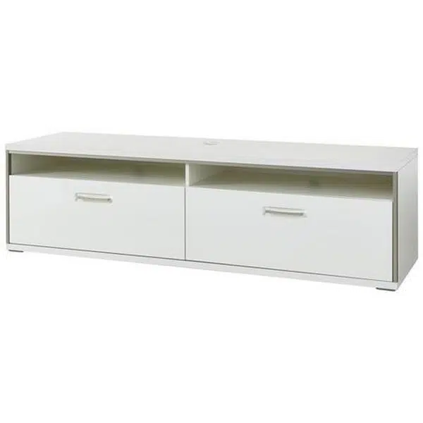 Livetastic KOMODA POD TELEVIZI, šedá, barvy stříbra, bílá, vysoce lesklá bílá, 184/51/52 cm