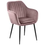 Ambia Home ŽIDLE S PODRUČKAMI, velur, černá, starorůžová