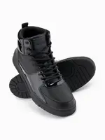 Ombre Men's high boots sneakers with shiny elements - black