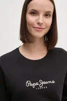 Bavlněné tričko s dlouhým rukávem Pepe Jeans FIORE LS černá barva, PL505947