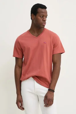 Bavlněné tričko Levi's oranžová barva