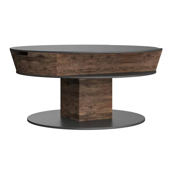 Voglauer KONFERENČNÍ STOLEK, barvy vlašských ořechů, dřevo, sklo, kámen, 80/80/38-58 cm