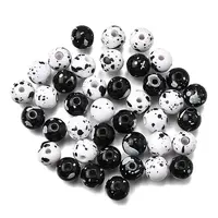 40Pcs 2 Colors Printed Opaque Acrylic Round Beads