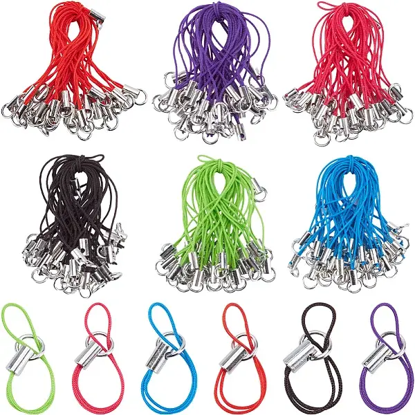 180Pcs 6 Colors Polyester Cord Mobile Making Cord Loops