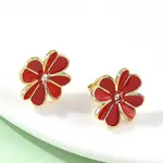 Flower Brass Enamel Stud Earrings