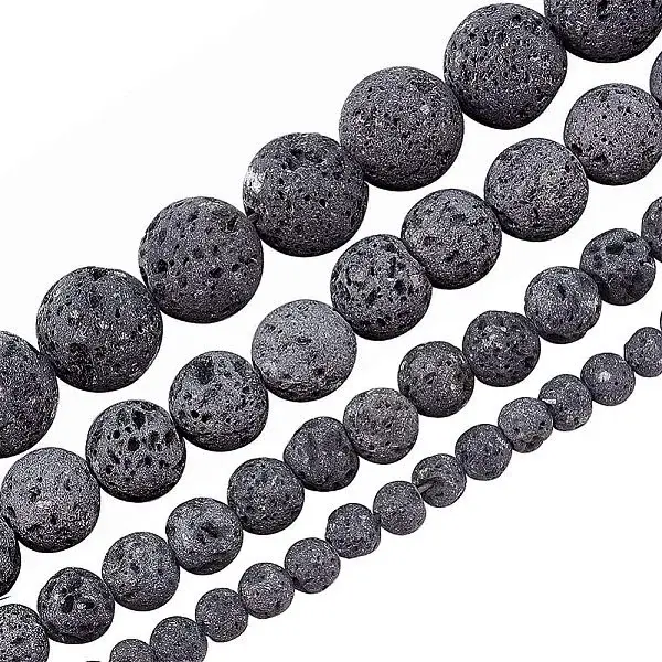 4 Strands 4 Style Unwaxed Natural Lava Rock Bead Strands