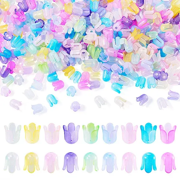 450Pcs 9 Colors Transparent Acrylic Beads Caps
