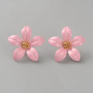 Iron & Alloy Enamel Flower Stud Earrings