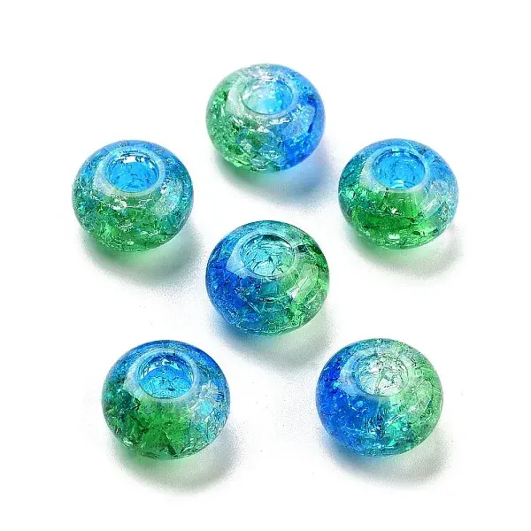 Two Tone Transparent Crackle Acrylic European Beads
